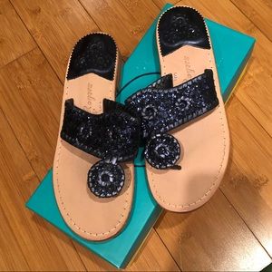 Jack Rogers Navy Sparkle Glitter Sandals